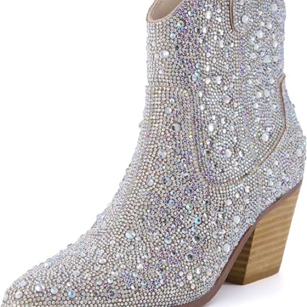 Sparkling Crystal Heeled Boots